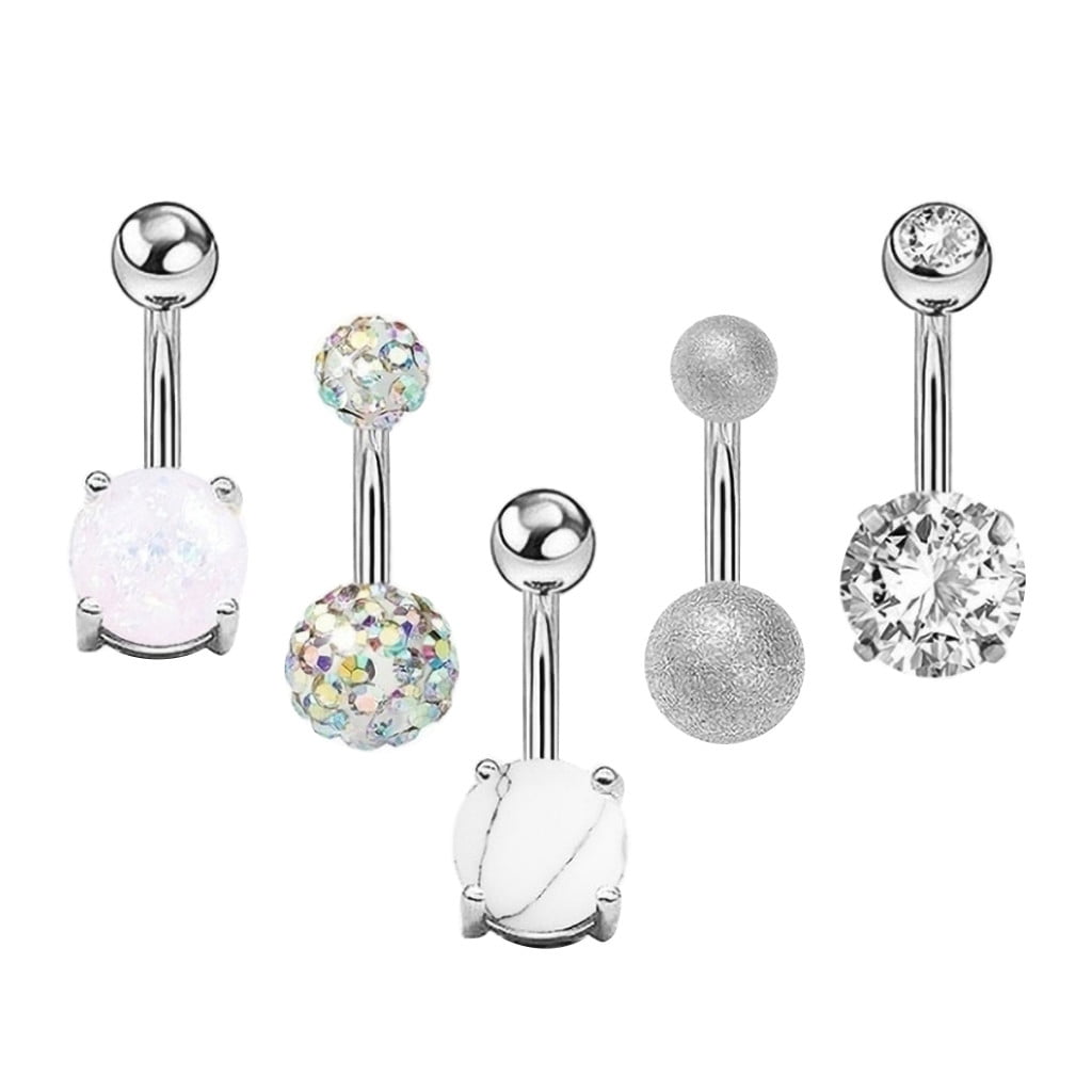 5Pcs Barbell Coating Belly Navel Body Piercing Button Rings Jewelry Barbell Stud 