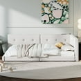thumbnail image 3 of Harper & Bright Designs Modern Corner Daybed, Upholstered Full Size Daybed Sofa Bed with USB Ports, Linen Tufted Platform Bed Frame with L-Shape Headboard for Bedroom, Beige, 3 of 10