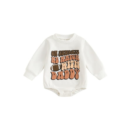 

ESASSALY Baby Romper Long Sleeve Crew Neck Letters Print Fall Bodysuit