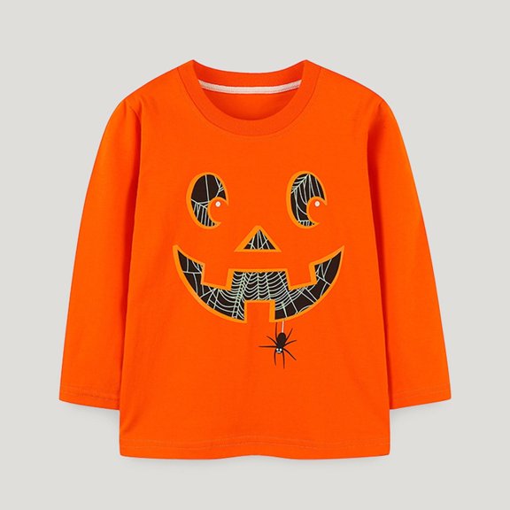 Bysome Long Sleeve Tops For Kids Toddler Sweatshirt Glow In The Dark Shirt Boys Pumpkin Tops Cotton Outfits