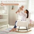 thumbnail image 6 of Nursery Rocking Chair  Velvet Upholstered Glider Rocker Rocking  Chair with High Backrest  Mid Century Modern Armchair Comfy Side Chair  Room Bedroom Offices, 6 of 7