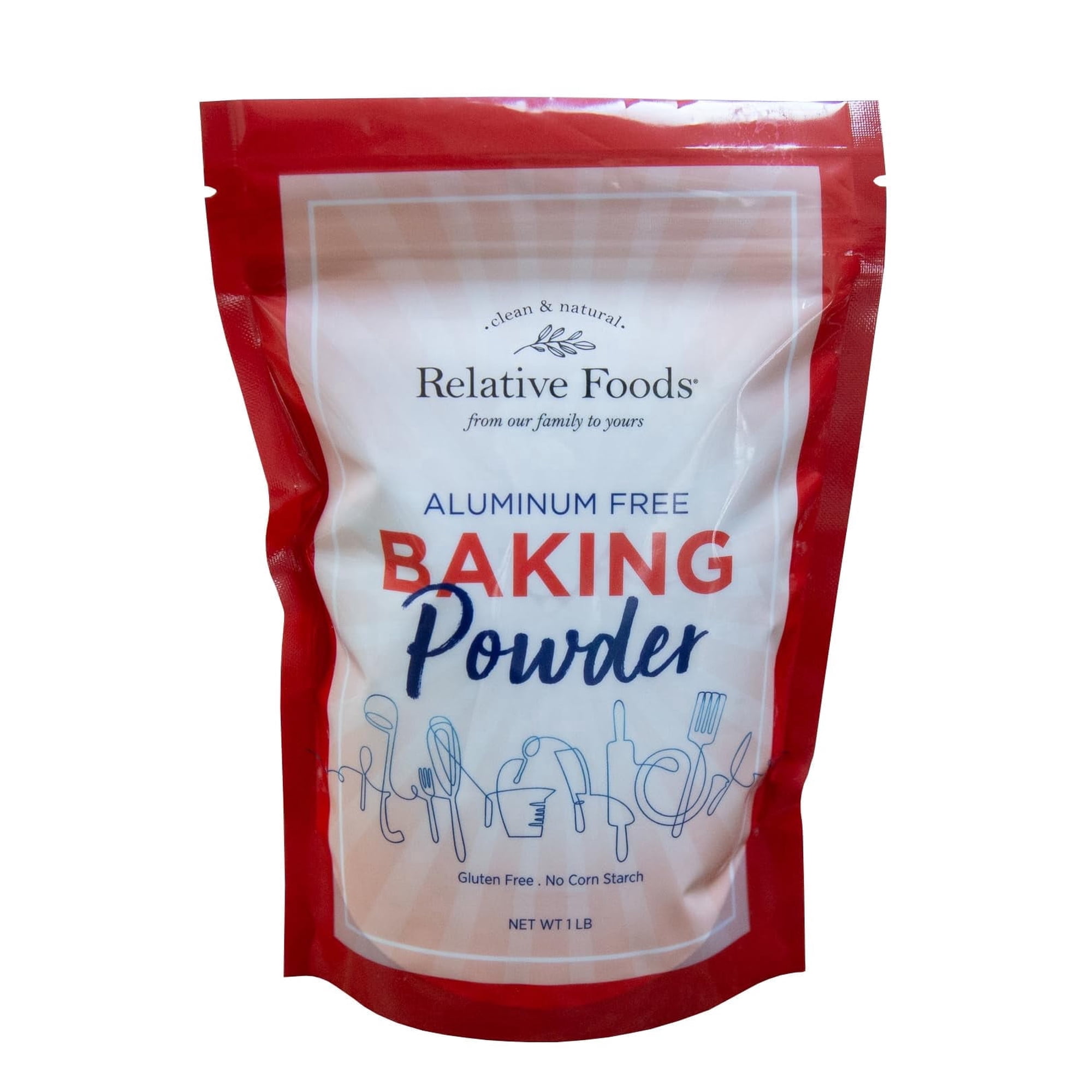 Baking Powder 1 pound No added Aluminum Corn Starch Free gluten-free. Made in our USA allergen free facility. Premium leavening agent.