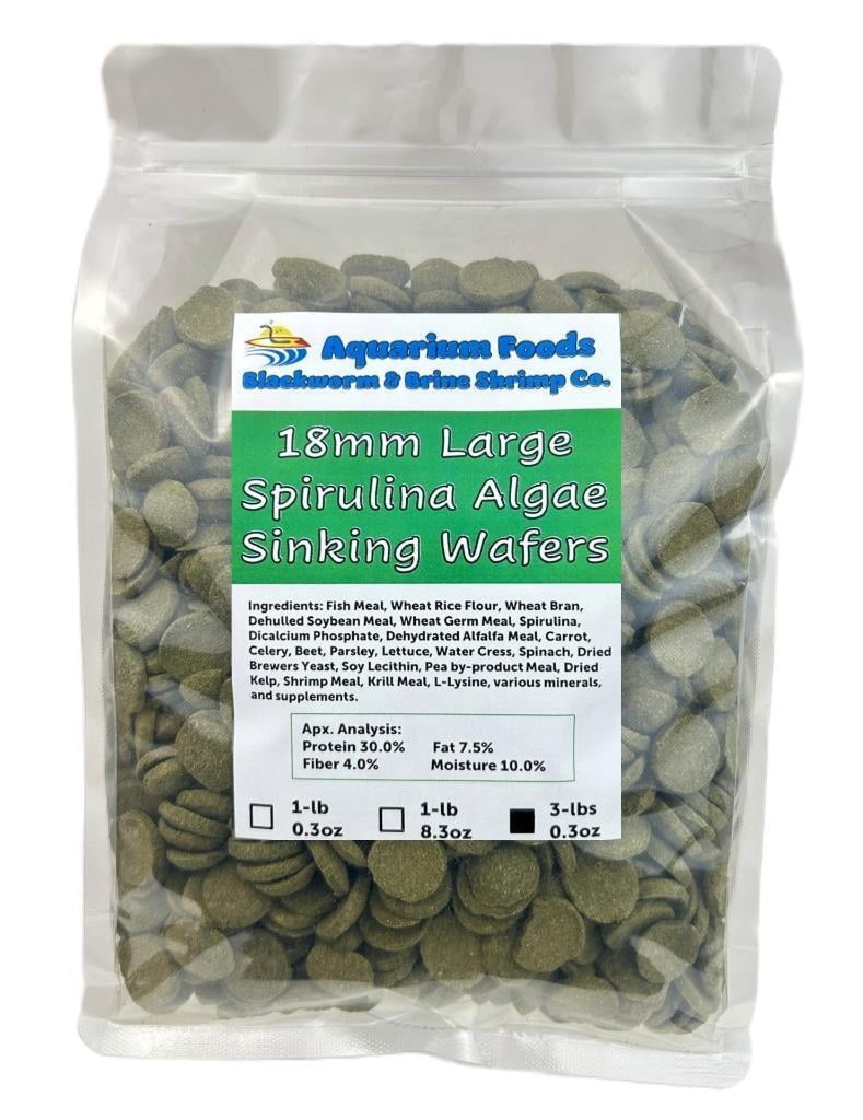 Aquatic Foods Inc. 8mm - 1/3" Mini Sinking Wafers of Algae, Spirulina, Veggies for All Tropical Fish, African Cichlids, Shrimp, Snails, Crabs, Catfish, Plecos.…3-lbs 0.3oz Clear Bag