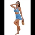 thumbnail image 2 of Traje de Baño de Cintura Alta para Mujer, Falda de Baño de Dos Piezas con Control de Abdomen, Conjunto de Bikini Retro 2025. Azul XL, 2 of 8