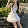 thumbnail image 5 of Women's Short Dresses White Under $10 Swing Summer Casual Solid Color Waist Strap Dress, 5 of 5