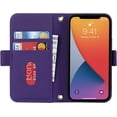 thumbnail image 6 of Crossbody Wallet for iPhone 12 Mini Case with Adjustable Lanyard Strap Credit Card Holder 5.4",PU Leather Handbag Purse Kickstand Make Up Mirror Cover Case for Men Women Girl,Purple, 6 of 13