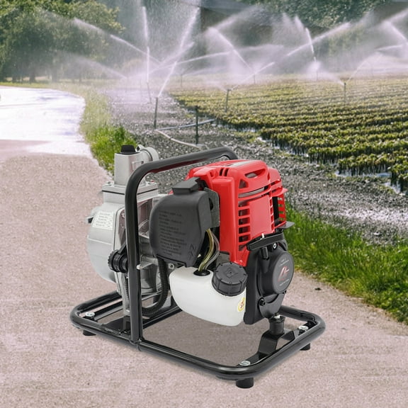 Gas Powered Water Transfer Pump 38CC 4 Stroke Single-Cylinder Gasoline Petrol Water Pump Transfer 1.2Kw 8500Rpm for Garden Lawn Watering, Field Pumping, Drainage Operations, Clothing Crops, Green