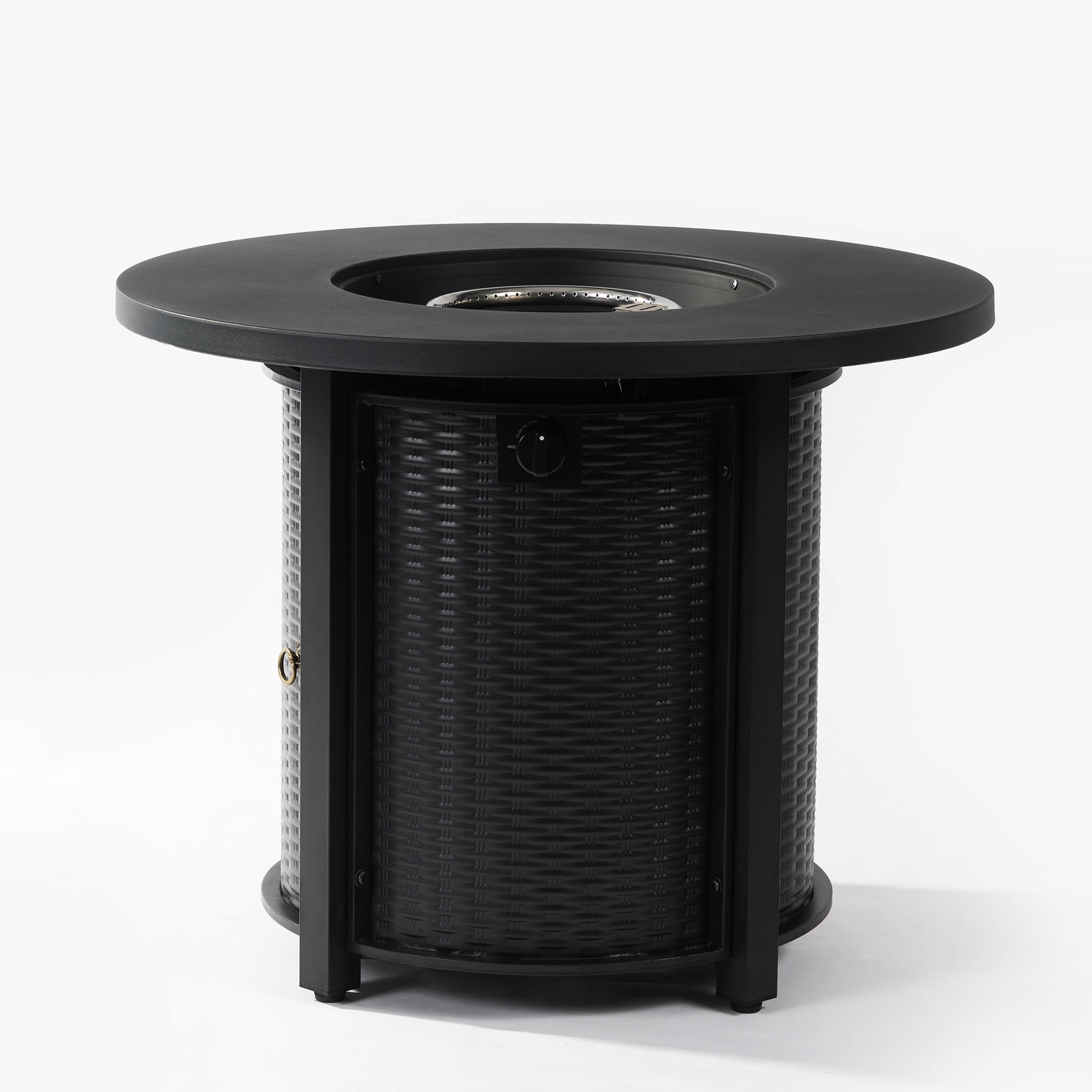 32" Propane Gas Fire Pit Table, 50000 BTU Round Steel Fire Pit for Outside Patio Deck Garden Courtyard-Black