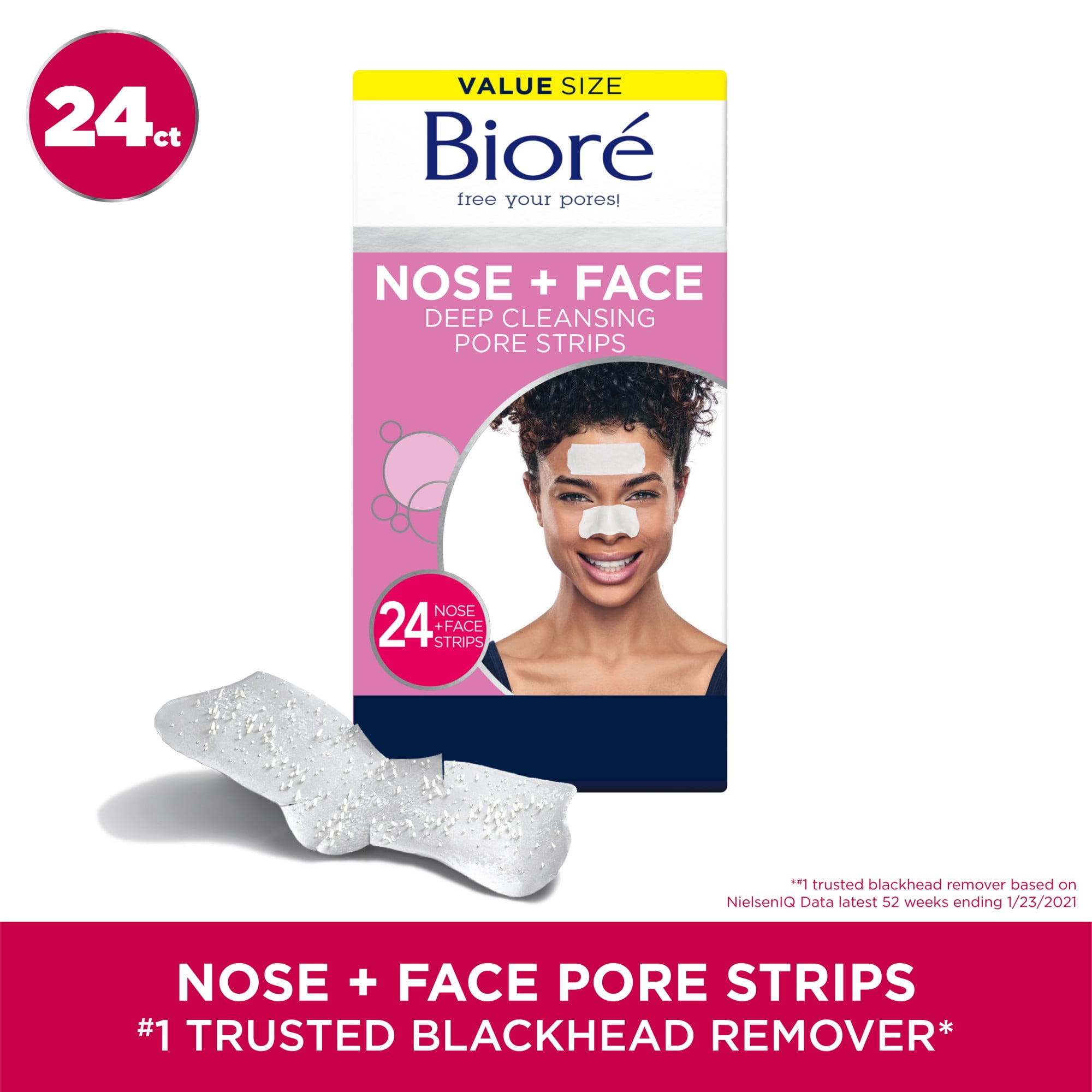 Biore Original Nose+Face Deep Cleansing Pore Strips, 12 Nose + 12 Face