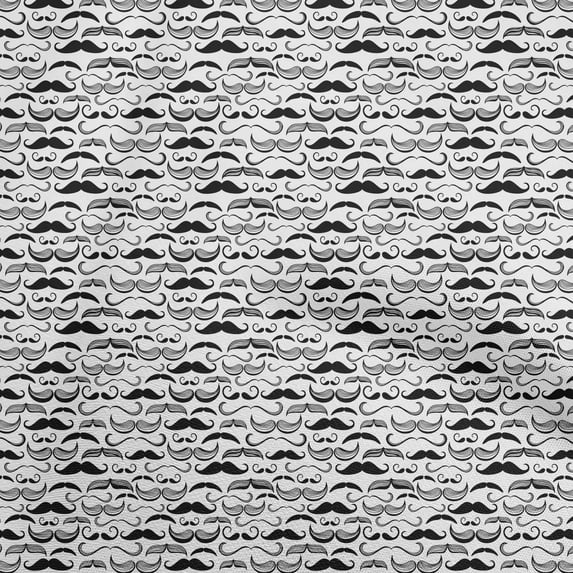 oneOone Viscose Jersey Black Fabric Conversational Moustache Sewing Material Print Fabric By The Yard 60 Inch Wide
