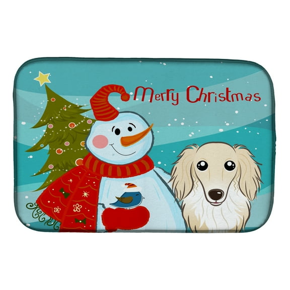 Carolines Treasures BB1832DDM Snowman with Longhair Creme Dachshund Dish Drying Mat 14 x 21" multicolor