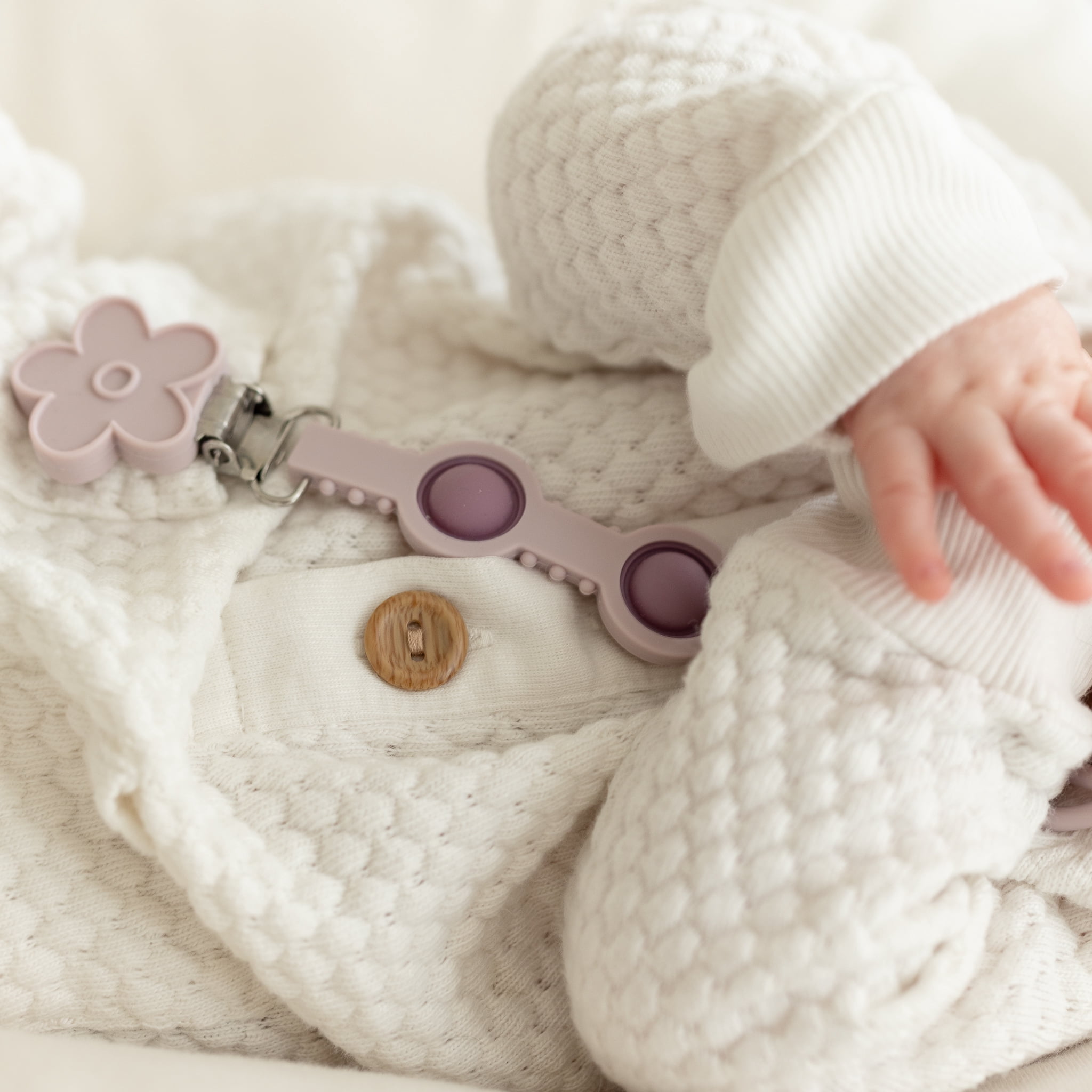 Lilac Flower Popper Topper Pacifier Clip