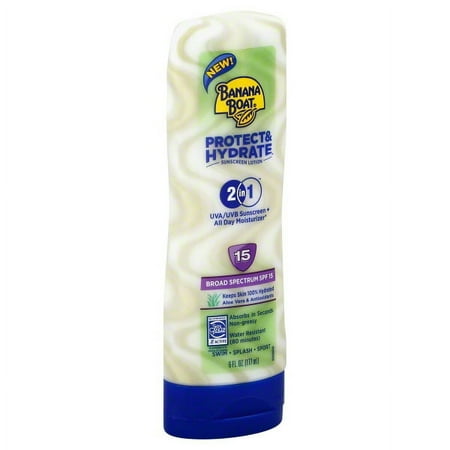 banana boat sunscreen protect and hydrate moisturizing broad spectrum sun care sunscreen lotion - spf 15, 6 ounce