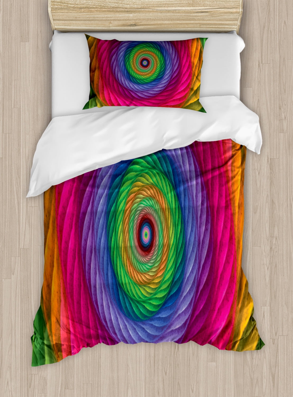 Art Abstract Duvet Cover Set Twin Size, Modern Rope Look Spiral Vortex ...