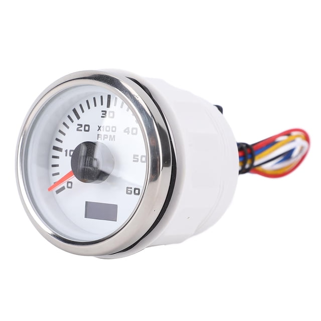 52mm Tachometer, 0 - 6000RPM Tachometer Gauge, 7 Color Backlit Marine RPM Tachometer Outboard Tachometer with Hour Meter for Marine Car Truck Gas Engine