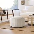 thumbnail image 5 of UIXE 30" Round Storage Ottoman with Flip Top Tray Upholstered Ottoman Coffee Table for Living Room Modern Velvet Circle Footstool, Beige, 5 of 7