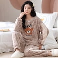 thumbnail image 4 of Conjunto de pijamas de franela para mujer, ropa de dormir gruesa y cálida, con dibujos animados, para el hogar, de talla grande, M-5XL, Invierno, 4 of 5