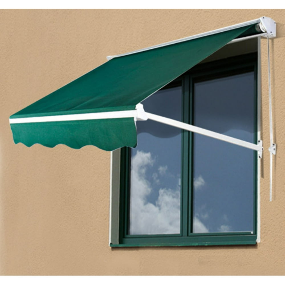 Outsunny 4' Drop Arm Manual Retractable Sun Shade Patio Window Awning Green