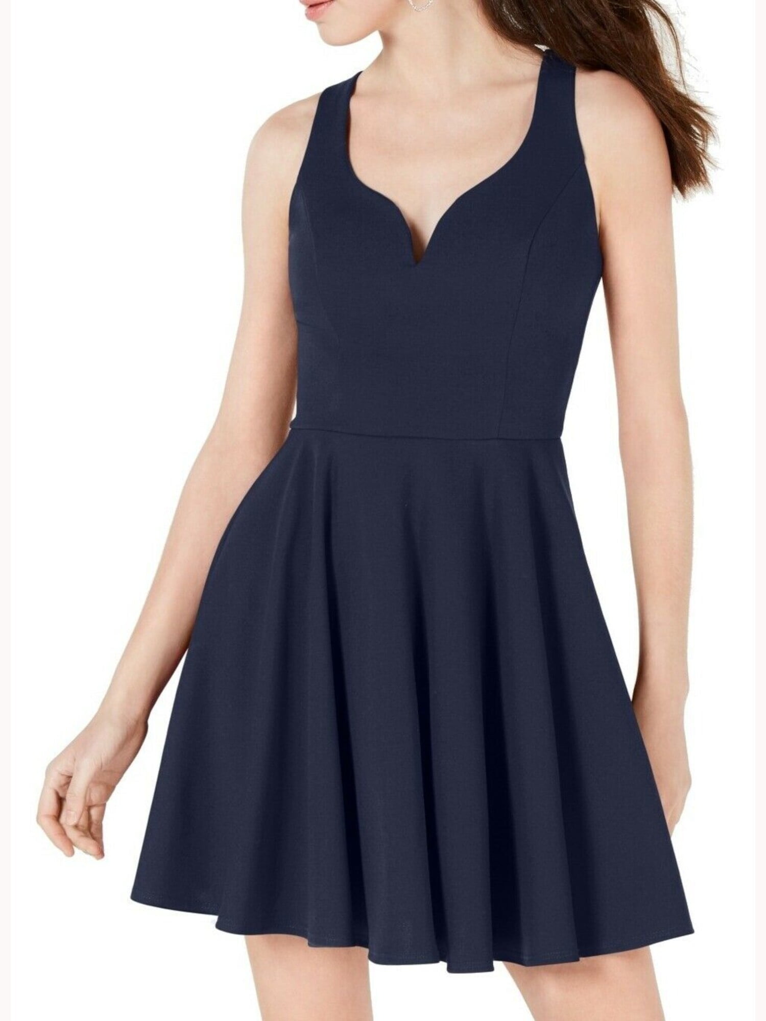 B DARLIN Womens Navy Sleeveless Above 