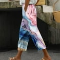 thumbnail image 2 of ZToonmas Women's Printed Straight Leg Capri Pants Loose Wide Leg Cropped Trousers with Pockets for Casual Summer Wear, 2 of 5