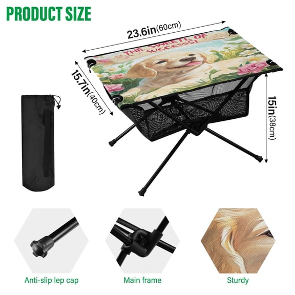 BZSMCE Camping Tables Simple Folding Table The Sweet Essence Of Achievement Pattern Size:23.6*15.7in