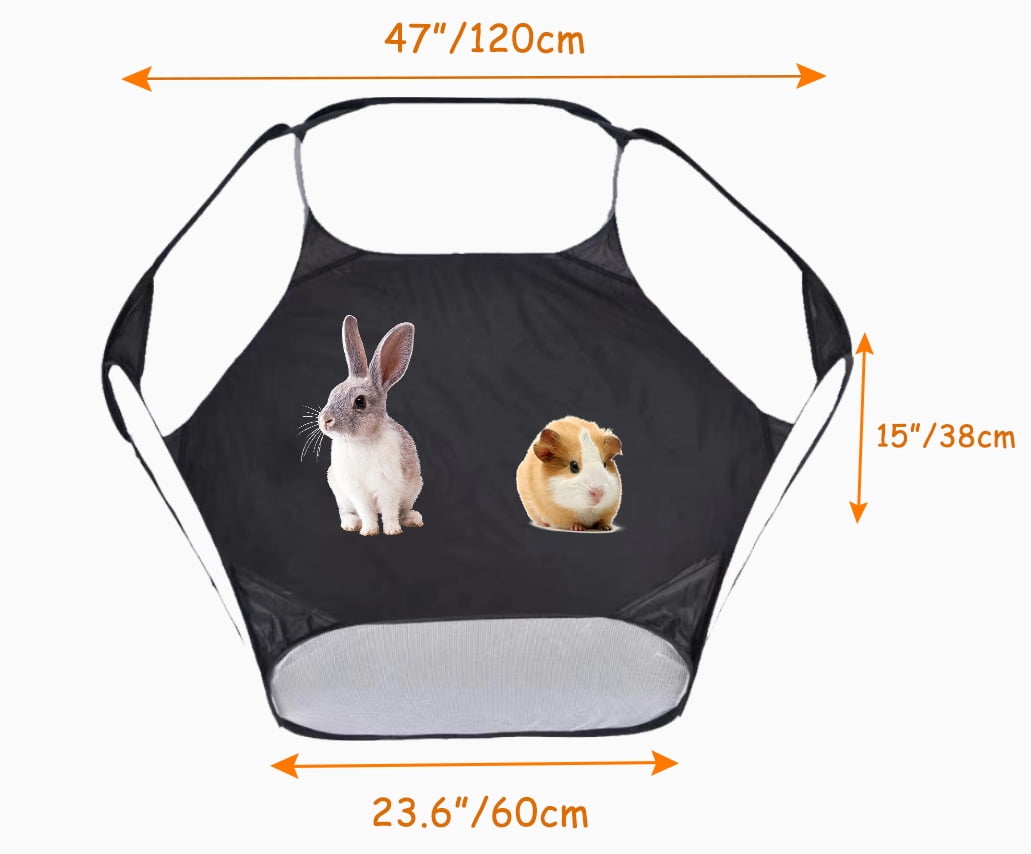 Small Animals Tent, Breathable Transparent Pet Playpen Pop Open Outdoor/Indoor Exercise Fence, Portable Yard Fence for Guinea Pig, Rabbit, Hamster, Chinchillas and Hedgehogs
