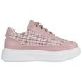 thumbnail image 3 of Top Moda Shoes Women Fashion Platform Sneakers Tweed Lace Up Stitching VIOLETA-1 Light Pink 6, 3 of 4