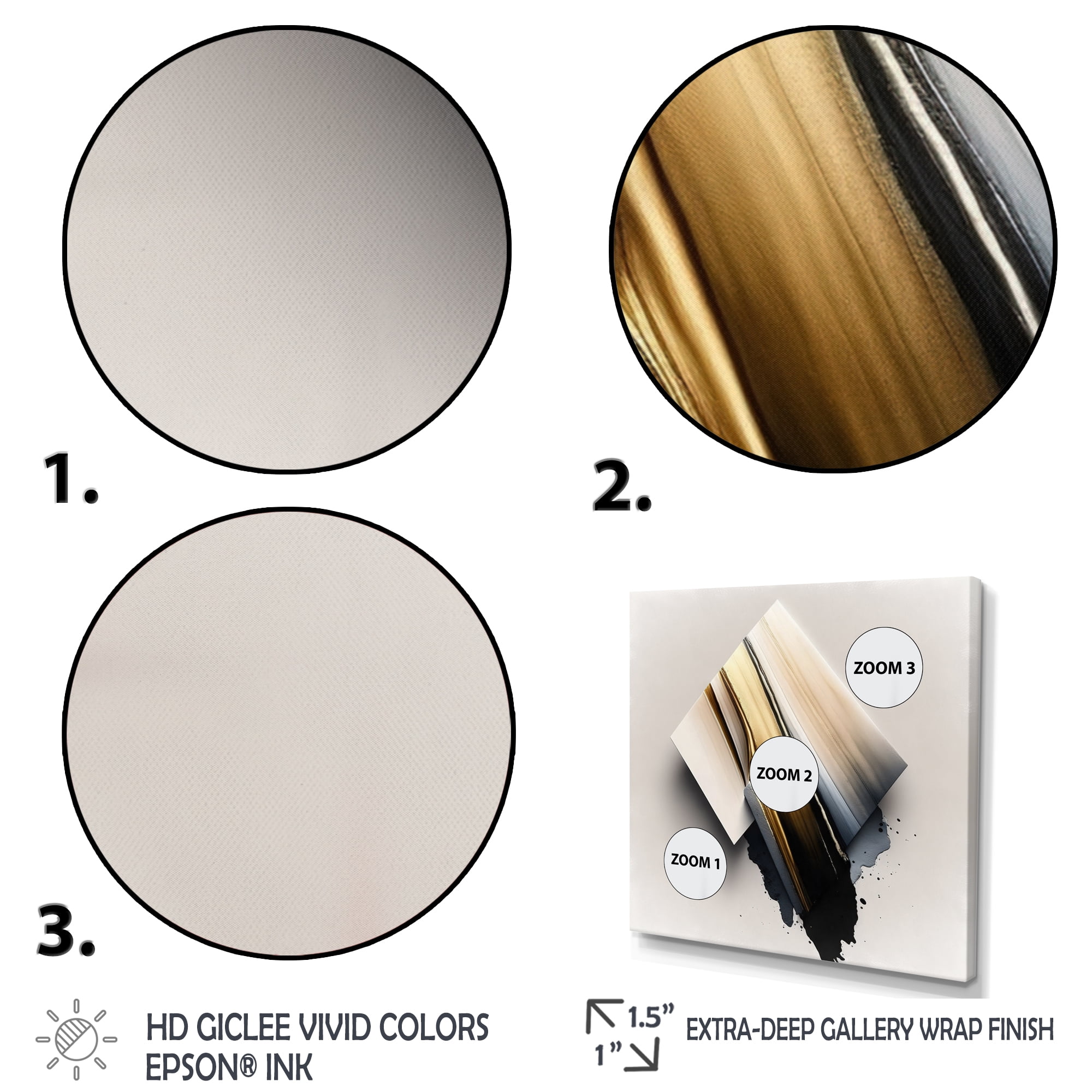 Designart Black And Gold Cubic Expression III Canvas Wall Art