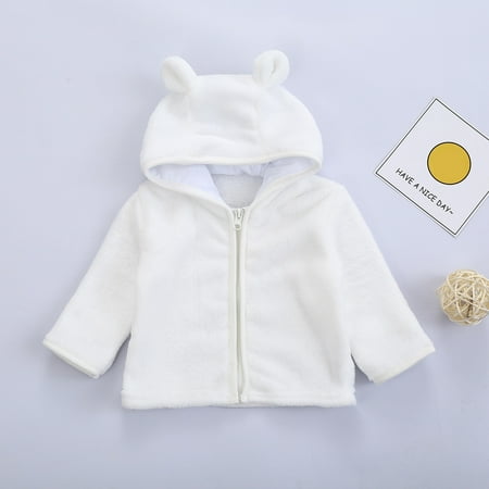 

Floleo Girls Kids Outfits Newborn Infant Baby Boys Girls Long Sleeve Solid Fluffys Hooded Outwear Coat