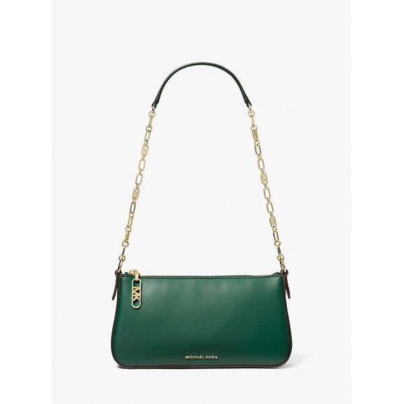 Michael Kors Empire Medium Leather Chain-Link Pochette - Bosco