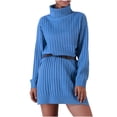 thumbnail image 2 of Babysbule Dresses For Women Ladies Fashion Pullover Turtleneck Solid Long Sleeve Jumper Sweater Casual Knitted Mini Dress, 2 of 6