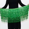 thumbnail image 4 of IQOGKRN Women's Sequin Tassel Skirt Sparkly Fringe Skirt for Women Glitter Festival Party Skirts Green One Size, 4 of 4