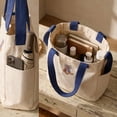 thumbnail image 4 of Bolso de mano de lona para mujer con bordado,bolso de hombro informal,ligero,con múltiples bolsillos,ideal para el día a día,viajes,compras y trabajo., 4 of 6