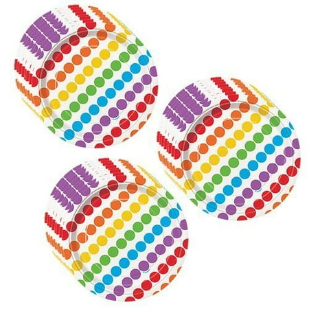 Rainbow Birthday Dessert Plates 24 Pieces