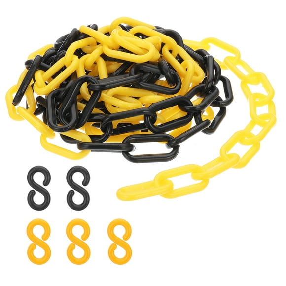 Eslabones de cadena de plástico Uxcell 10ft Cadenas de seguridad Barreras 0.24" Amarillo Negro