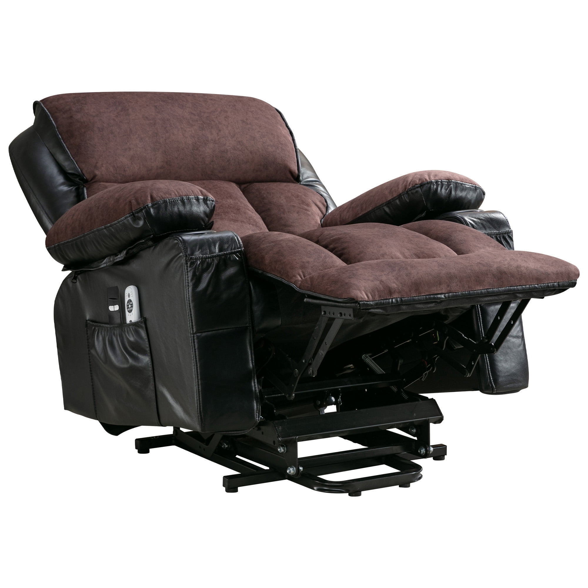 Segmart Massage Recliner Chairs with Remote Control, PU Leather Ergonomic Recliner Chair with Bread-Type Handrail & Padded Seat Backrest, Black & Brown