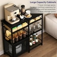 thumbnail image 5 of Coffee Bar Cabinet Station - Farmhouse Style Coffee Table with Doors, Rustic Storage Organizer for Kitchen, Buffet Sideboard Cabinet Table for Home, Office, Corner, Bar, Black, 5 of 7