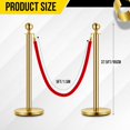 thumbnail image 2 of Heavy Duty Gold Stainless Steel Stanchion Set – 8 Posts & 6 Red Soft Fabric Ropes, 37.5" Tall Crowd Control Barrier for Events, Hotels, Museums, VIP Parties, Weighted Base, 5ft Rope, 2 of 9