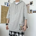 thumbnail image 2 of CENL Mens Summer Fashion Baggy Short Sleeve Hooded T-Shirt Solid Color Hip Hop Tees, 2 of 9