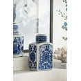 thumbnail image 2 of A&B Home 9'' Rectangular Blue White Ceramic Jar Set of 2 Home Decor Vase with Lid Centerpiece Decoration, 2 of 4