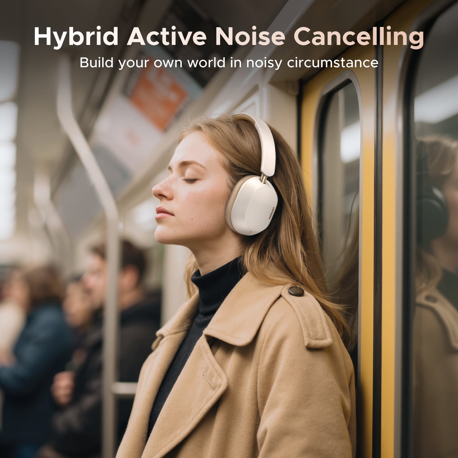 UGREEN Max5 C Noise Cancelling Over-Ear Headphones, Bluetooth 5.4, 75 Hours Playtime, White