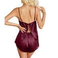 thumbnail image 4 of Tnhcen Women's Burgundy Satin Pajama Set 2 Piece - Cami Top & Shorts Sleepwear Loungewear, Soft Stretchy Plus Size S-2XL Comfortable Nightwear, 4 of 6