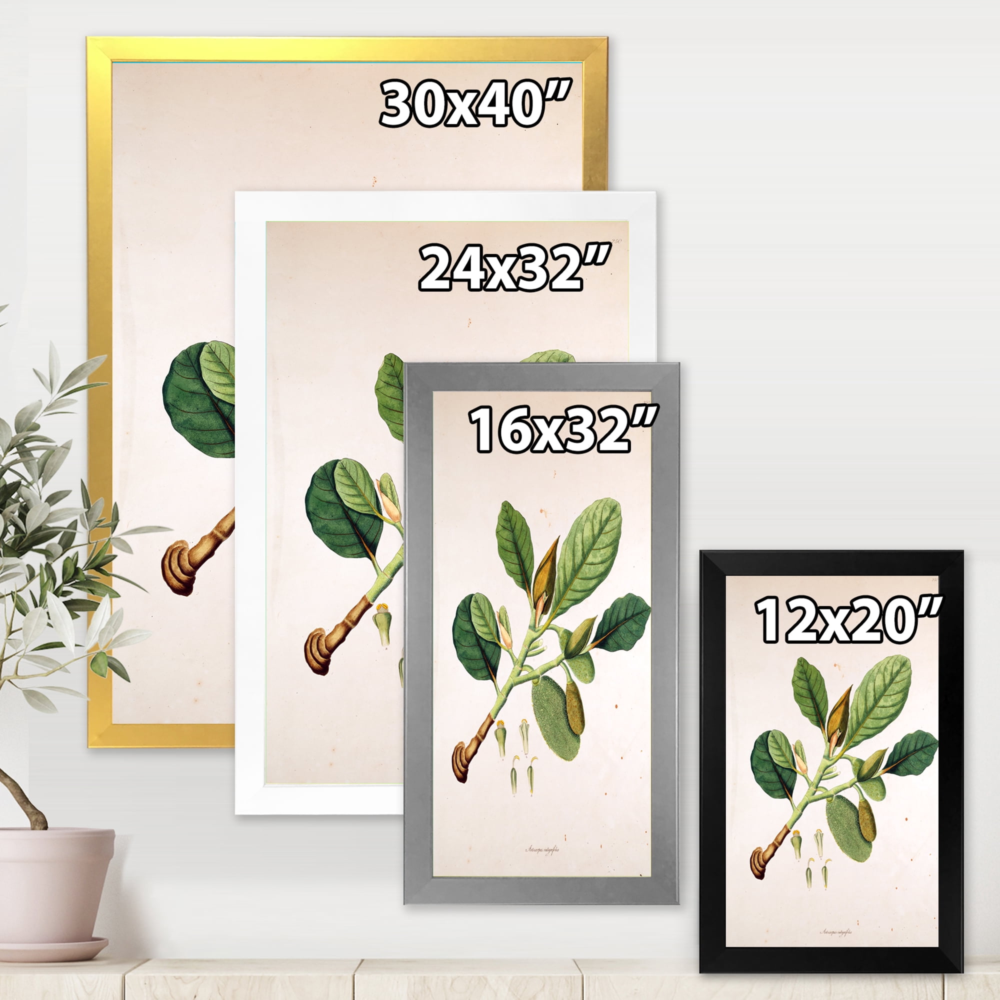 Designart 'Ancient London Plants I' Farmhouse Framed Art Print