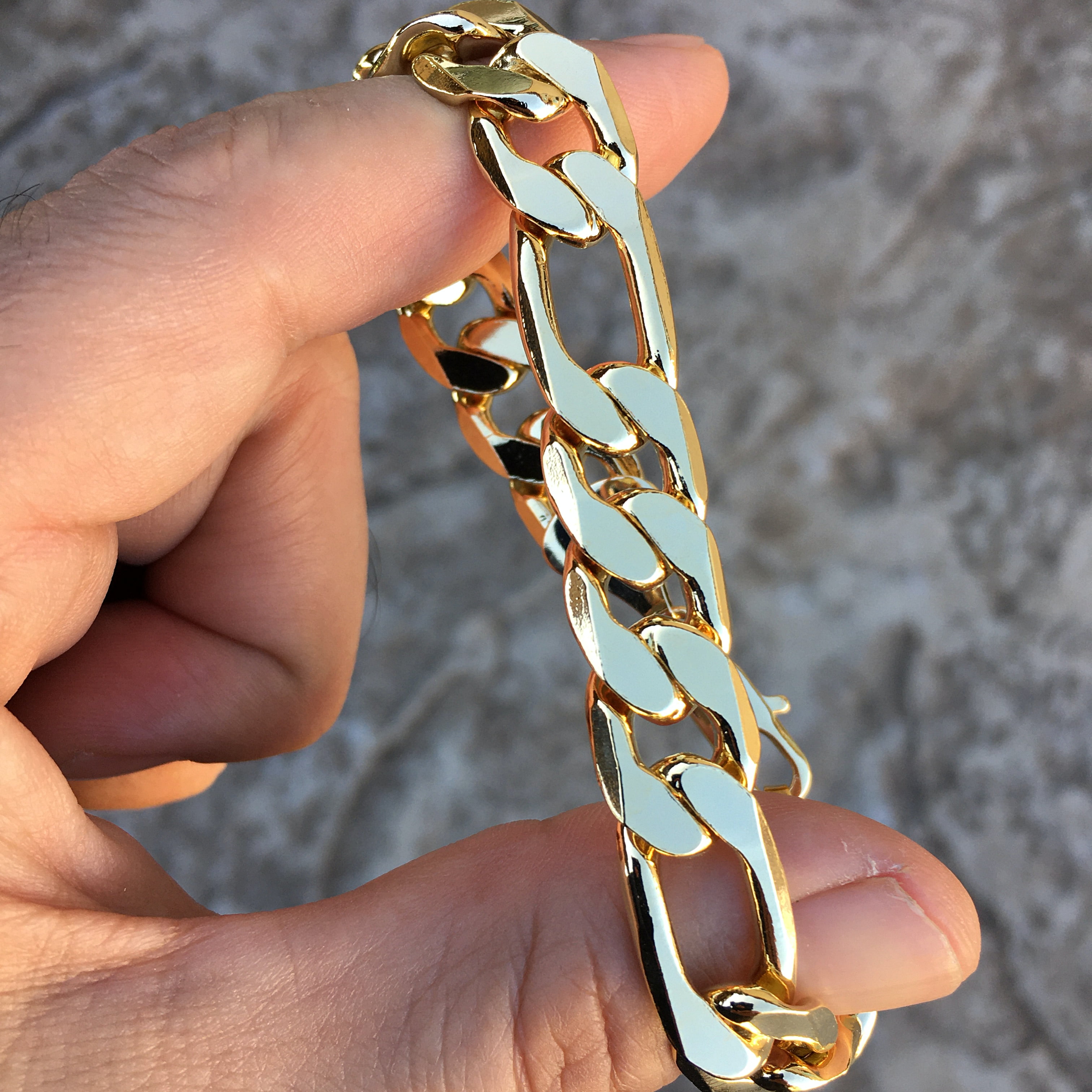Broad Figaro Chain Bracelet for Men 15MM 100 Gram Bracelet 9"