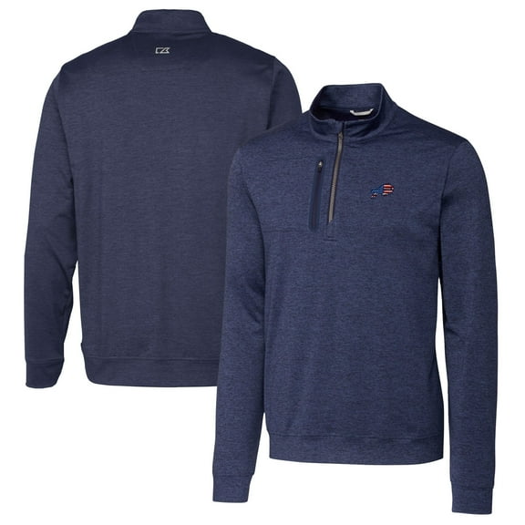 Men's Cutter & Buck Heathered Navy Buffalo Bills Big & Tall Stealth Quarter-Zip Jacket