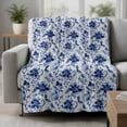 thumbnail image 2 of Blue Flower Blanket Soft Cozy Warm Twin Blanket for Bed, Plush Fuzzy Flannel Fleece Blankets for Sofa, Country Watercolor Floral Vintage Plant Throw Blankets for Couch, Gifts for Men, 60"x80", 2 of 9