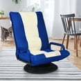 thumbnail image 4 of Gymax Gaming Floor Chair Folding Lazy Sofa 6-Position Adjustable Swivel w/Armrest Blue, 4 of 10