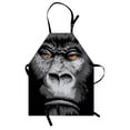 thumbnail image 1 of Modern Apron Close Up Gorilla Portrait with Orange Eyes Zoo Jungle Animal Wild Money Graphic, Unisex Kitchen Bib Apron with Adjustable Neck for Cooking Baking Gardening, Grey Marigold, by Ambesonne, 1 of 3