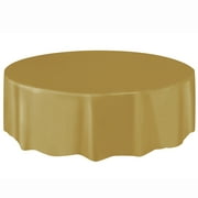 Way to Celebrate! Round Gold Plastic Tablecloth, 84in