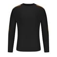 thumbnail image 3 of Men's Cotton Muscle Shirts Men's Knit Shirts Casual Crewneck Long Sleeve Patchwork Sweater Pullover Lightweight Fashion Sweatshirts with Elbow Patches Vintage T-Shirt Comfort Tee Top, 3 of 5